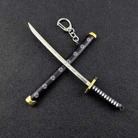 Mini Roronoa Zoro Samurai Sword Keychain – Anime Katana with Plastic Scabbard for Men, Cosplay & Gifts