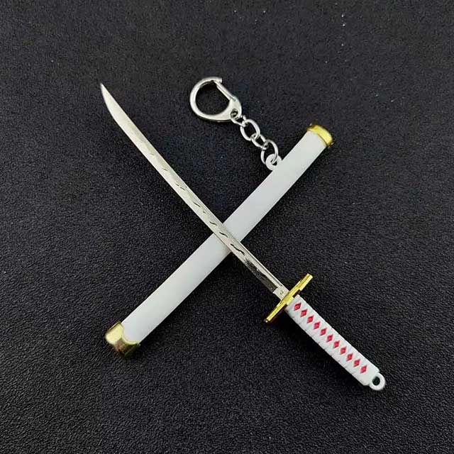 Mini Roronoa Zoro Samurai Sword Keychain – Anime Katana with Plastic Scabbard for Men, Cosplay & Gifts