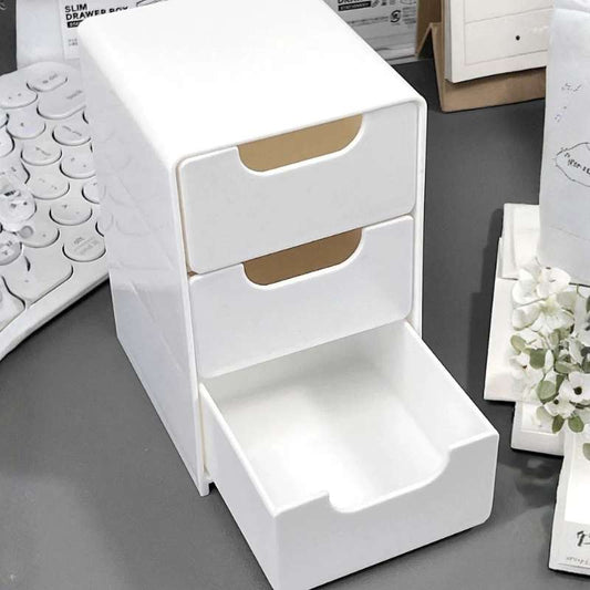Mini Desktop Organizer Storage Box – Multi-Layer Jewelry & Cosmetic Case with Drawers – Compact Display Box for Earrings, Rings, Necklaces, Bracelets, & Lipstick – Small Space-Saving Vanity Organizer