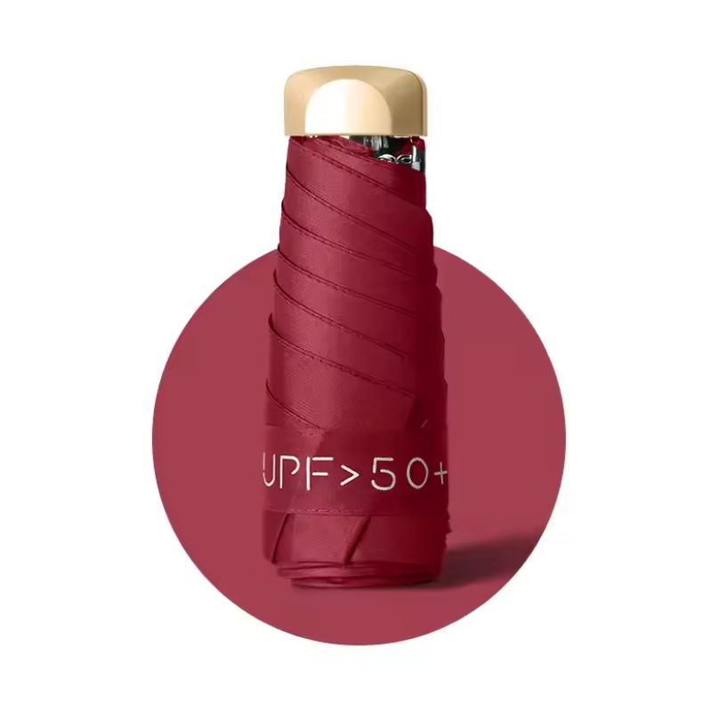 Mini parapluie de poche capsule – Pare-soleil pliable en vinyle avec protection UV UPF 50+ – Parapluie compact ultra-léger pour la pluie et le soleil