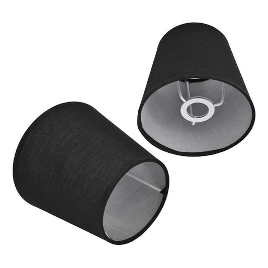 Modern Black Drum Lamp Shade – Small Classic Barrel Fabric Shade for Table, Floor &amp; Chandelier Lighting (Clip-On)