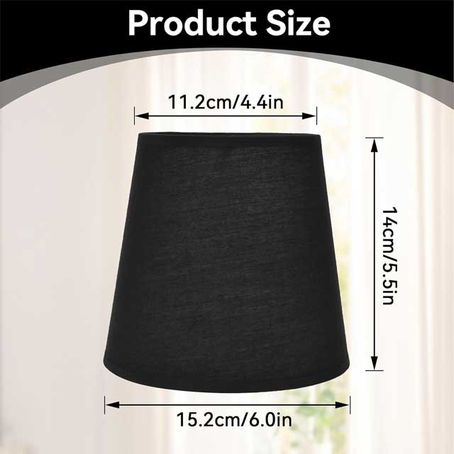 Modern Black Drum Lamp Shade – Small Classic Barrel Fabric Shade for Table, Floor &amp; Chandelier Lighting (Clip-On)