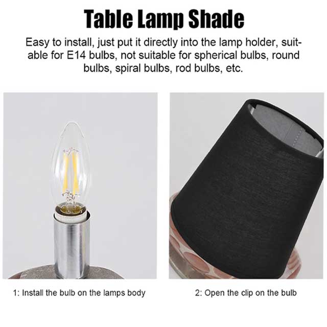Modern Black Drum Lamp Shade – Small Classic Barrel Fabric Shade for Table, Floor &amp; Chandelier Lighting (Clip-On)