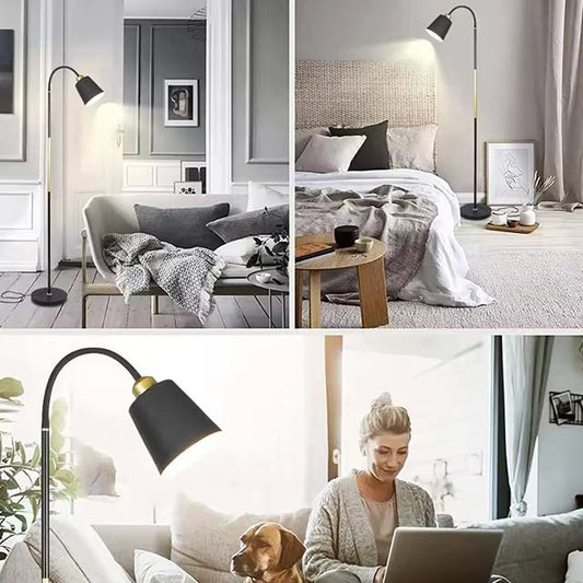 Modern Iron LED Floor Lamp - Adjustable Standing Light for Living Room, Office, Bedroom, and Study Decor