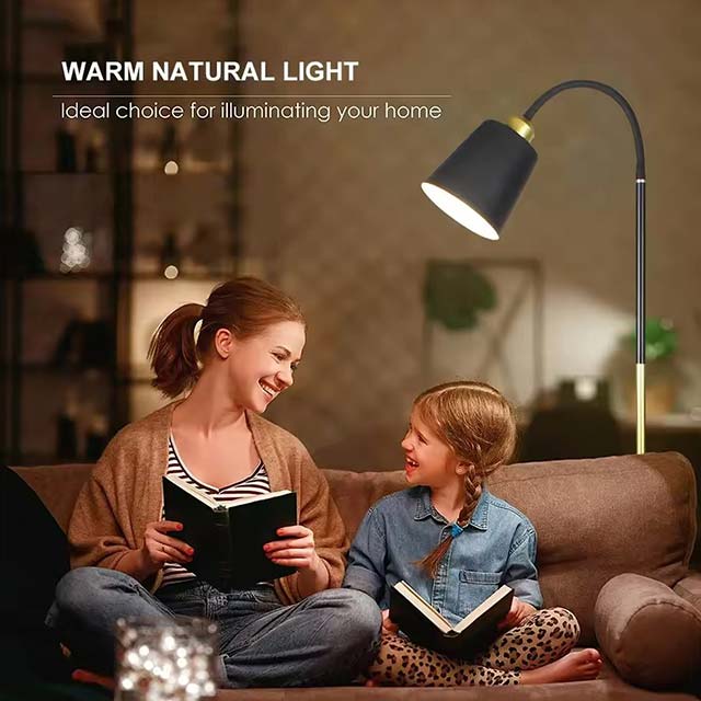 Modern Iron LED Floor Lamp - Adjustable Standing Light for Living Room, Office, Bedroom, and Study Decor