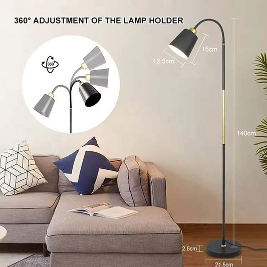 Modern Iron LED Floor Lamp - Adjustable Standing Light for Living Room, Office, Bedroom, and Study Decor