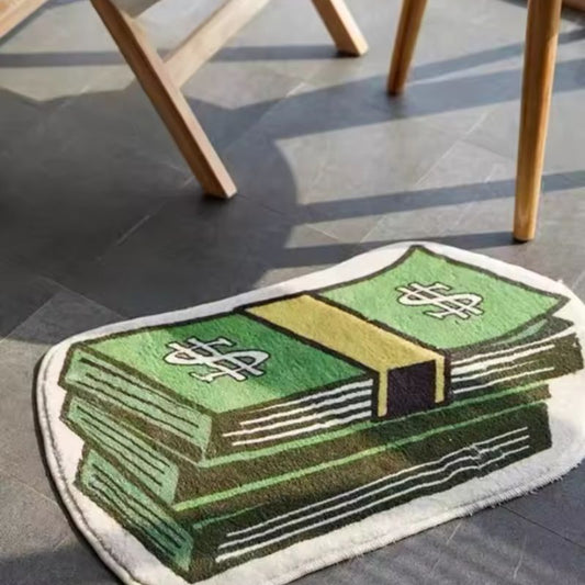40*60CM Modern Coin Pattern Decorative Carpet – Non-Slip Bedroom Bedside Rug, Absorbent Bathroom Floor Mat & Entryway Door Mat (Green/Pink/Blue/Black)