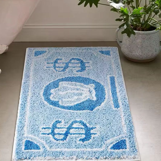 40*60CM Modern Coin Pattern Decorative Carpet – Non-Slip Bedroom Bedside Rug, Absorbent Bathroom Floor Mat & Entryway Door Mat (Green/Pink/Blue/Black)