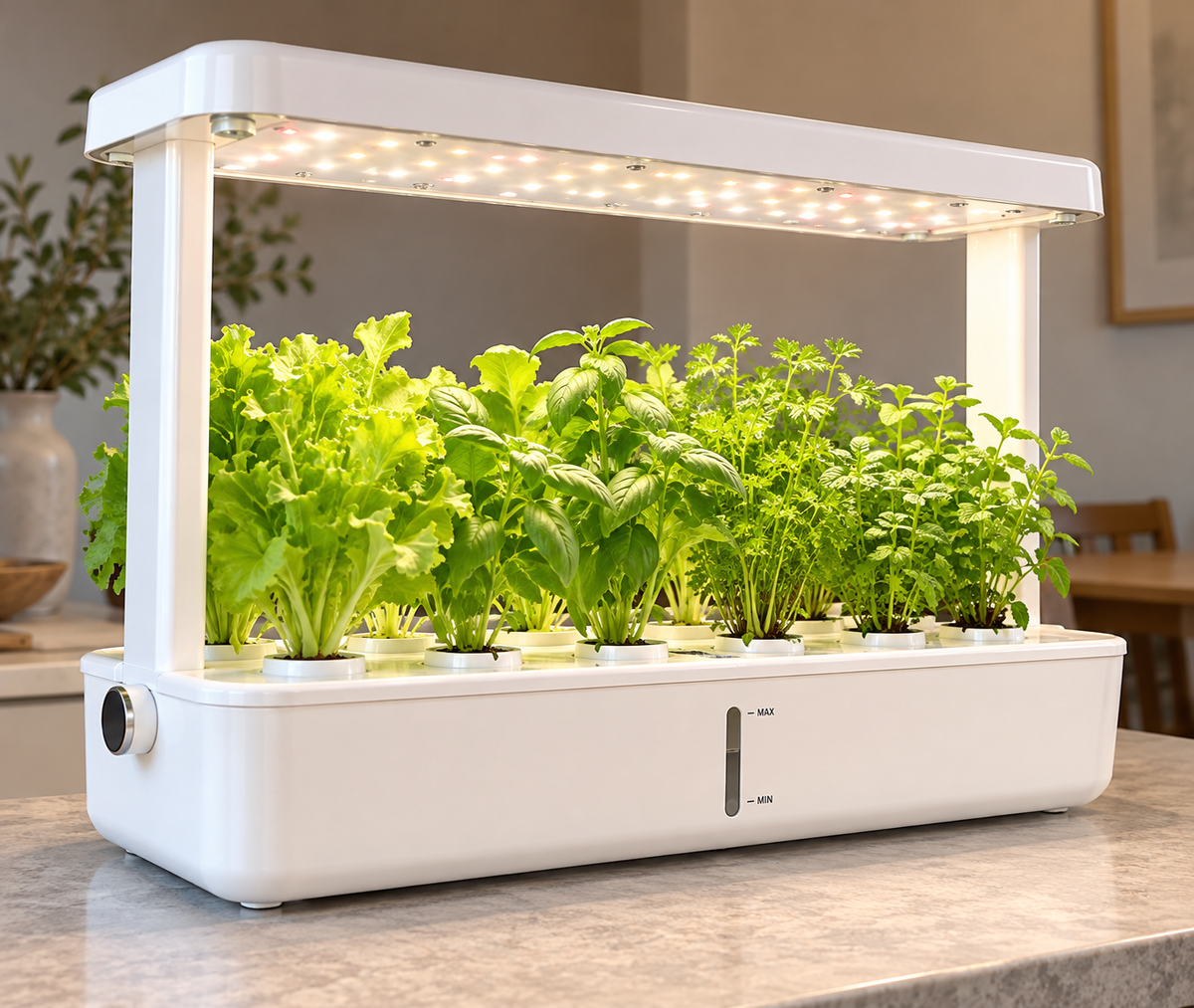 Indoor Hydroponic Growing System with LED Grow Light – 47 x 37 cm Countertop Herb Garden for Vegetables, Herbs & Plants