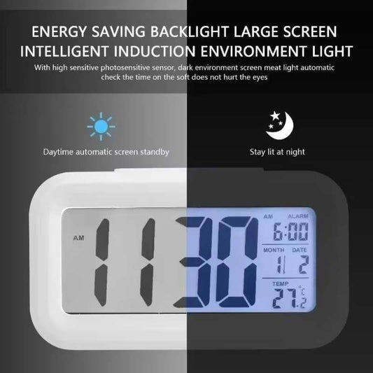 Modern LED Digital Alarm Clock – Multifunction Desktop Electronic Clock with Date, Temperature, and Calendar – Silent Bedroom Bedside Table Clock – Stylish Home & Office Decor (White / Black / Blue / Pink / Green)