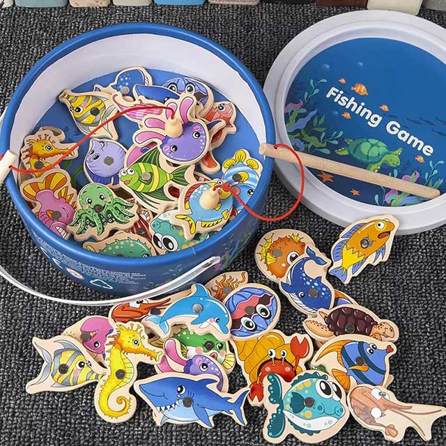 Montessori Wooden Magnetic Fishing Toy – Educational Marine Life Game for Kids & Toddlers