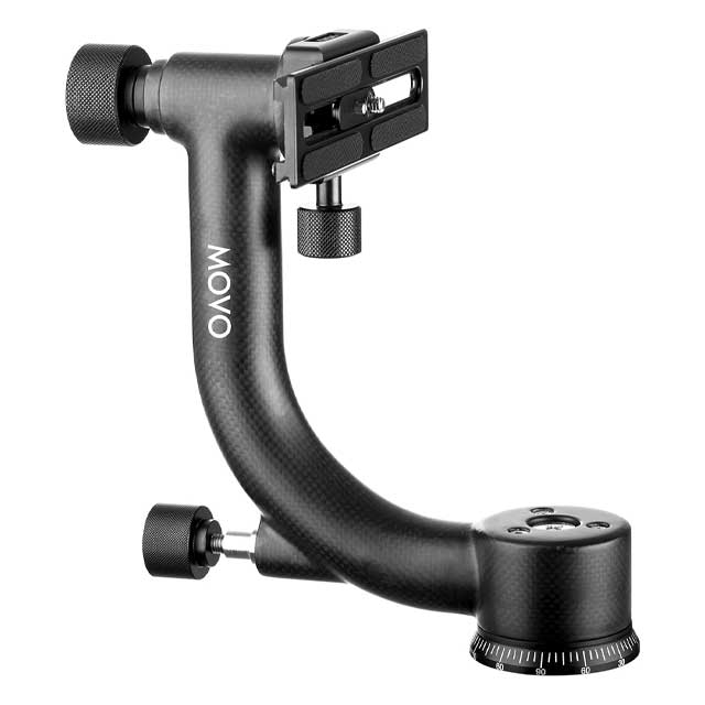 Movo GH600 Carbon Fiber Gimbal Tripod Head for Vertical/Portrait Mount with Arca-Swiss Quick-Release Plate
