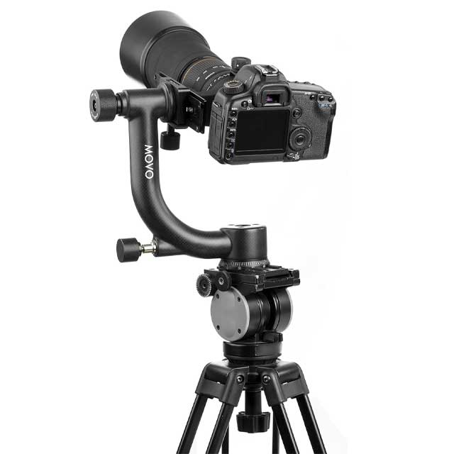 رأس حامل ثلاثي القوائم Movo GH600 من ألياف الكربون للتركيب الرأسي/العمودي مع لوحة فك سريعة من Arca-Swiss