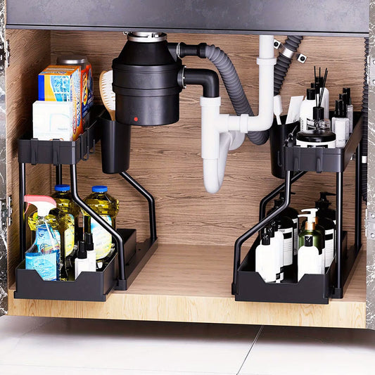 Multi-Layer Pull-Out Kitchen & Bathroom Organizer – Sliding Under-Sink Storage Rack for Spices and Sundries