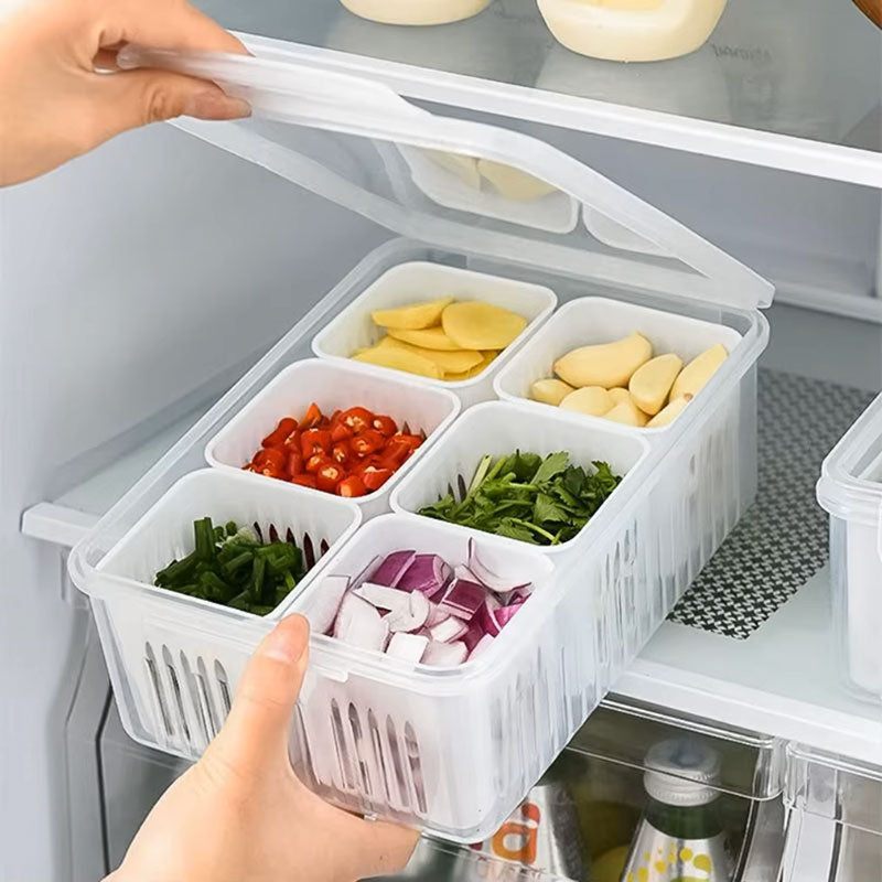 Boîte de Conservation Drainante Polyvalente pour Réfrigérateur | Organisateur de Rangement pour Gingembre, Ail et Oignon | Panier de Drainage pour Légumes de Cuisine