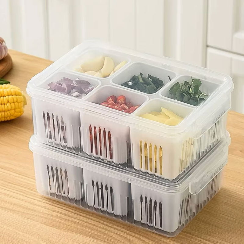 Boîte de Conservation Drainante Polyvalente pour Réfrigérateur | Organisateur de Rangement pour Gingembre, Ail et Oignon | Panier de Drainage pour Légumes de Cuisine