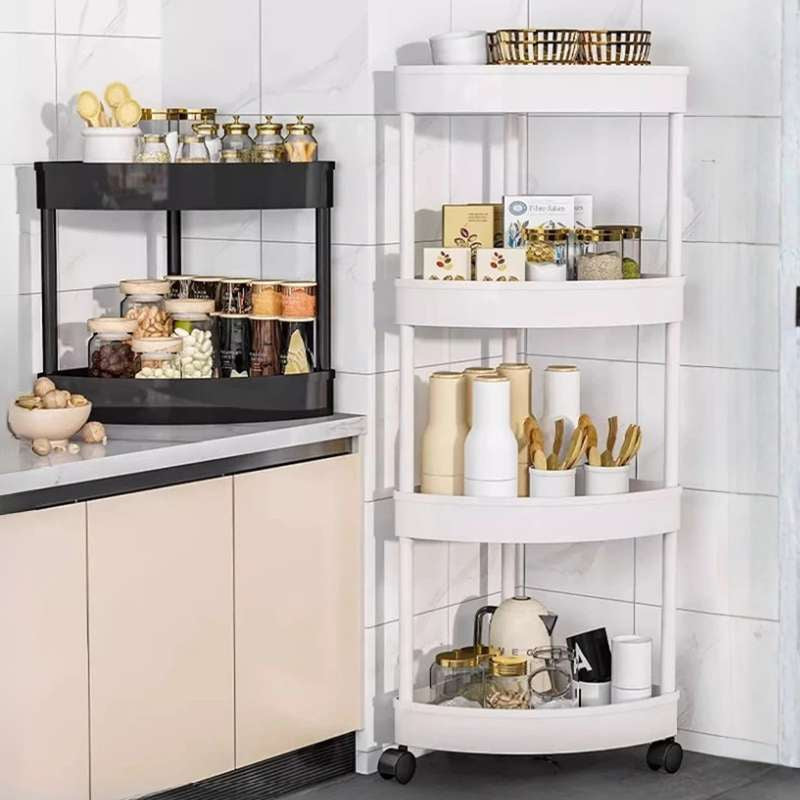Chariot de rangement roulant mince multi-niveaux avec roues – Étagère utilitaire robuste à forte capacité de charge pour la cuisine, la salle de bain et le salon – Organisateur mobile peu encombrant – Options à 3, 4 ou 5 couches (noir/blanc)