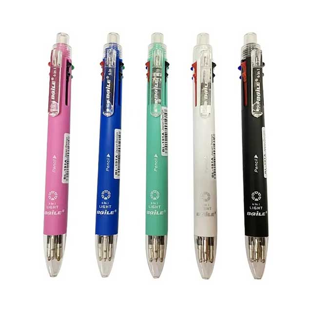 6-in-1 Multicolor Ballpoint Pen – Push Type Press Pens with 6 Ink Colors for School & Office Supplies
