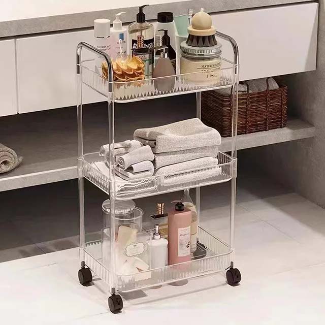 Multifunction Rolling Utility Cart - Slim Sliding Storage Organizer for Bathroom, Kitchen, and Living Room
