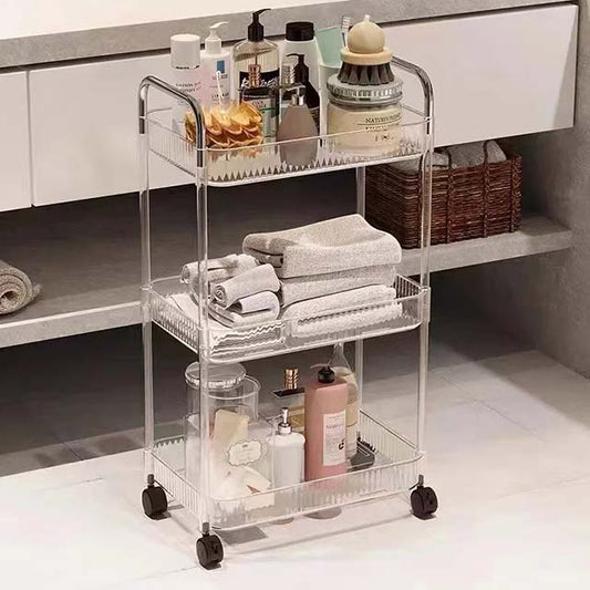 Multifunction Rolling Utility Cart - Slim Sliding Storage Organizer for Bathroom, Kitchen, and Living Room