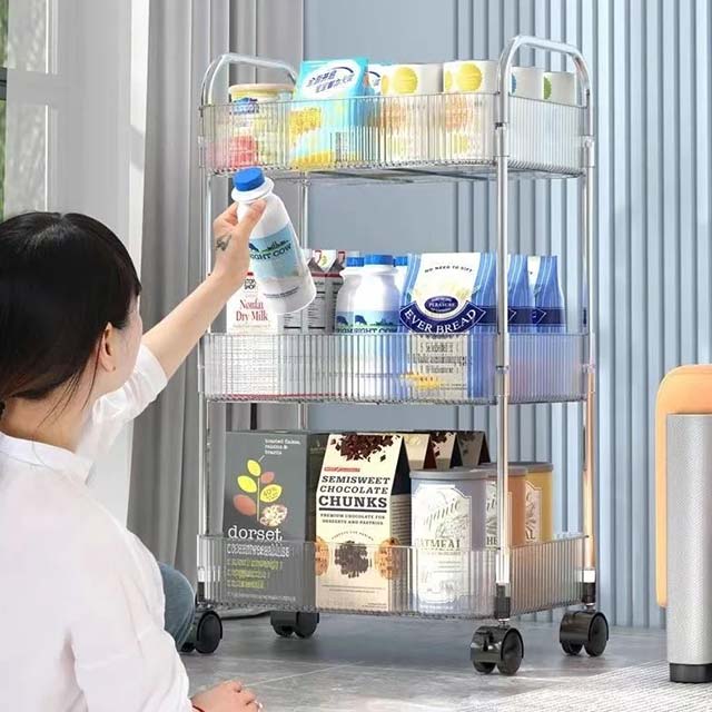 Multifunction Rolling Utility Cart - Slim Sliding Storage Organizer for Bathroom, Kitchen, and Living Room