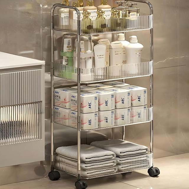 Multifunction Rolling Utility Cart - Slim Sliding Storage Organizer for Bathroom, Kitchen, and Living Room