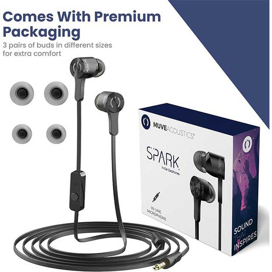 MuveAcoustics Spark Wired Earbuds Mic