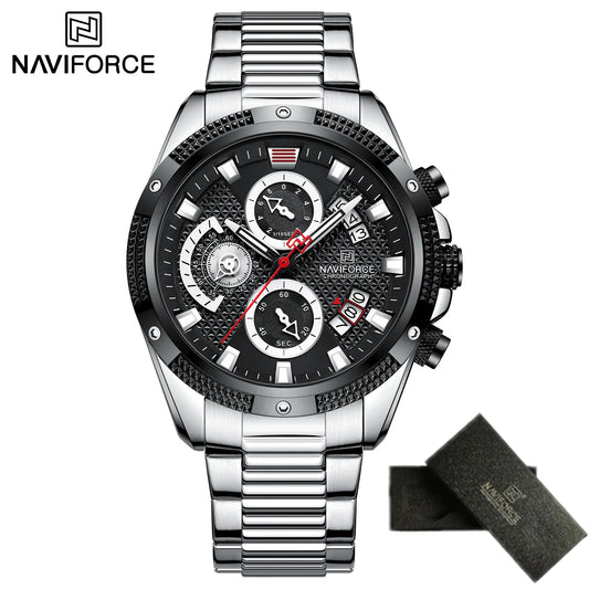 NAVIFORCE Men Luxury Chronograph Quartz Watch 2022 Waterproof Date Stainless Steel Sport Luminous Fashion Gold Black.jpg .jpg  1