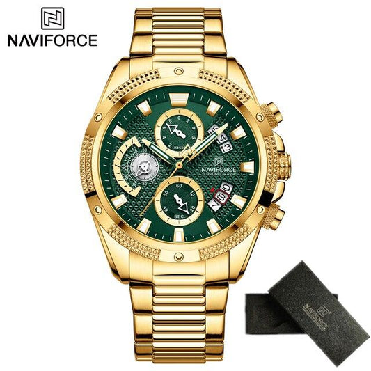NAVIFORCE Men Luxury Chronograph Quartz Watch 2022 Waterproof Date Stainless Steel Sport Luminous Fashion Gold Black.jpg 640x640 1