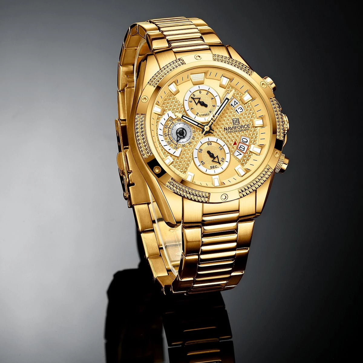 NAVIFORCE Men Luxury Chronograph Quartz Watch 2022 Waterproof Date Stainless Steel Sport Luminous Fashion Gold Black.jpg Q90.jpg  2