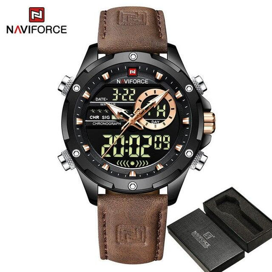 NAVIFORCE Digital x Analog Leather Men Watch (NF9208L)