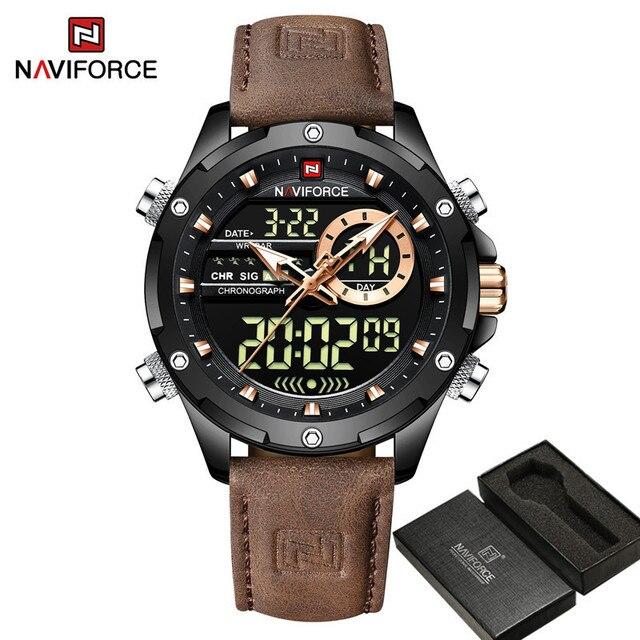Montre homme NAVIFORCE Digitale x Analogique en cuir (NF9208L)