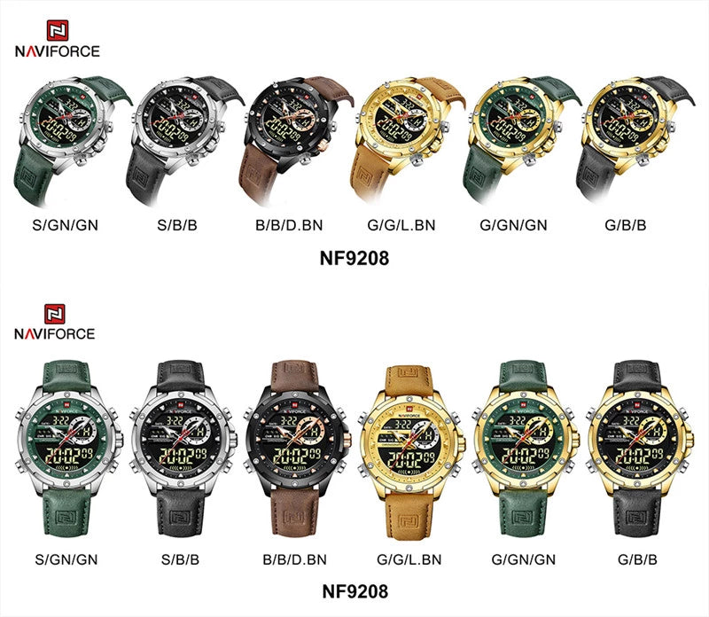 NAVIFORCE Digital x Analog Leather Men Watch (NF9208L)
