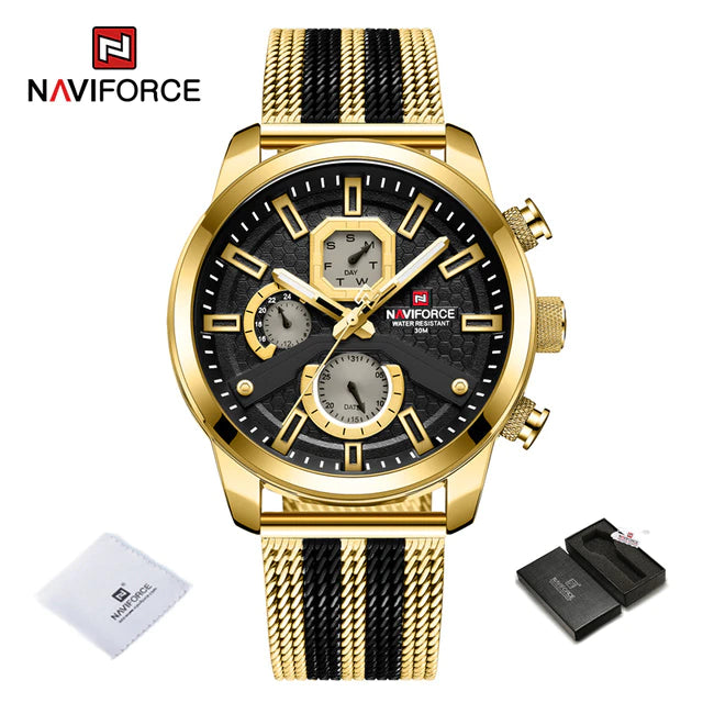 NAVIFORCE Men s Calendar Watches Casual Sport Watch for Men Quartz WristWatch Stainless Steel Strap Watch.jpg 640x640 2