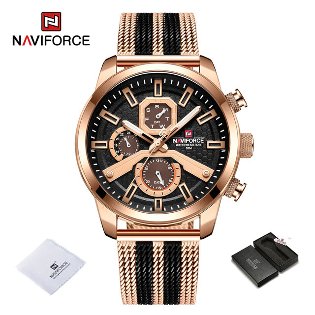 NAVIFORCE Men s Calendar Watches Casual Sport Watch for Men Quartz WristWatch Stainless Steel Strap Watch.jpg 640x640 3