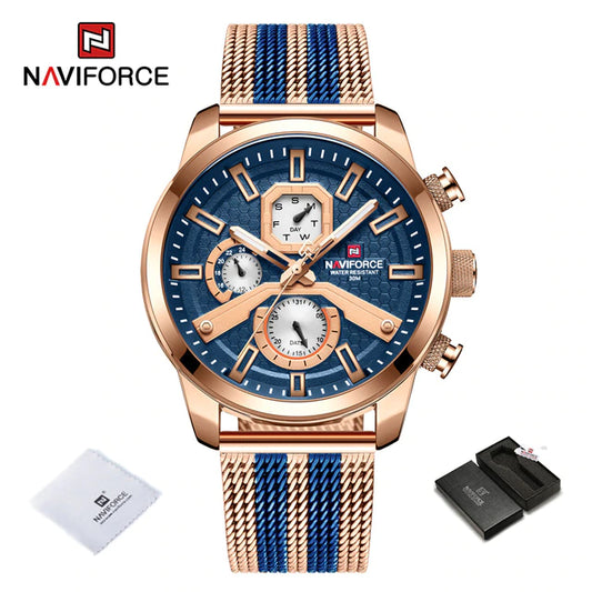 NAVIFORCE Men s Calendar Watches Casual Sport Watch for Men Quartz WristWatch Stainless Steel Strap Watch.jpg 640x640 4