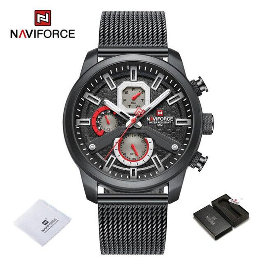 NAVIFORCE Men s Calendar Watches Casual Sport Watch for Men Quartz WristWatch Stainless Steel Strap Watch.jpg 640x640