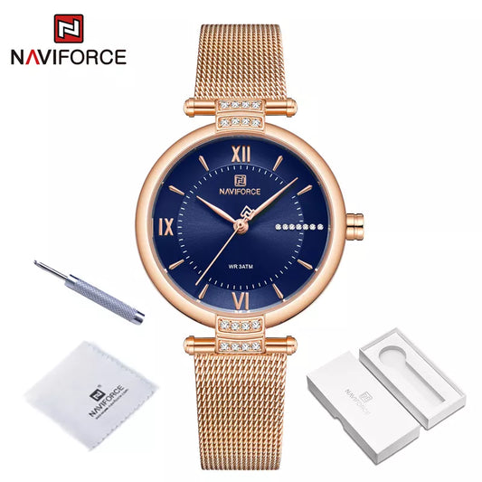 NAVIFORCE New Simple Watches For Women Luxury Brand Ladies Wrist watch Fashion Elegant Bracelet Waterproof Steel.jpg  2