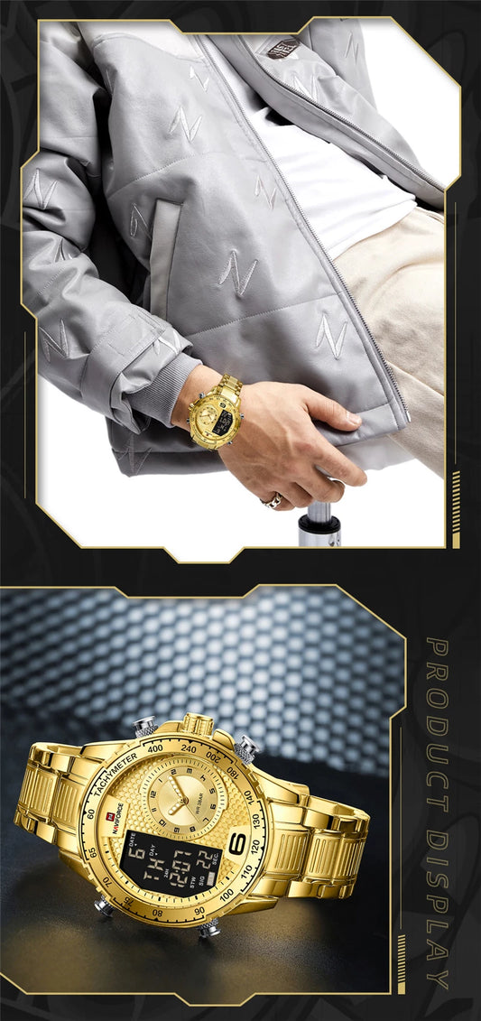 NAVIFORCE Top Brand Luxury Classic Men Watch Quartz Digital Male Clock Military Sport Gold Stainless Steel.jpg Q90.jpg  5