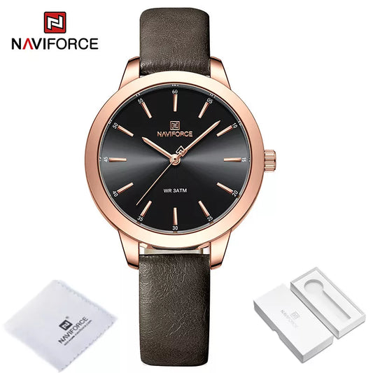 NAVIFORCE Top Brand Watches for Ladies Casual Fashion Original Genuine Leather Strap Women s Wristwatches Waterproof.jpg.jpg  3