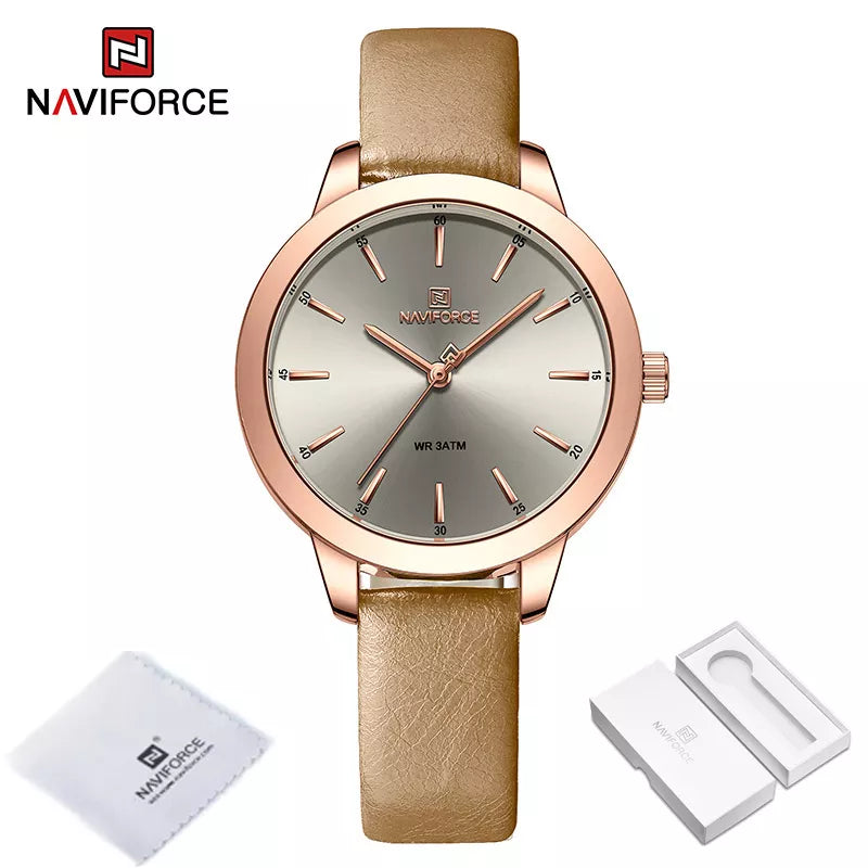 NAVIFORCE Top Brand Watches for Ladies Casual Fashion Original Genuine Leather Strap Women s Wristwatches Waterproof.jpg.jpg  4