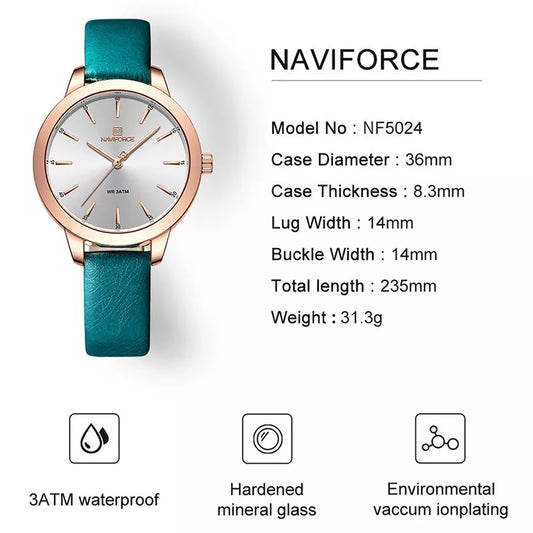 NAVIFORCE Top Brand Watches for Ladies Casual Fashion Original Genuine Leather Strap Women s Wristwatches Waterproof.jpg.jpg  5