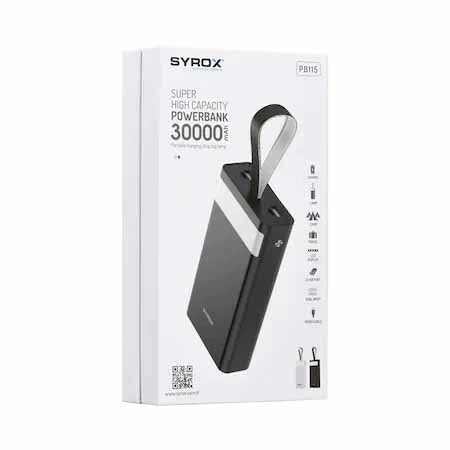 Batterie externe Syrox 30 000 mAh avec indicateur LED