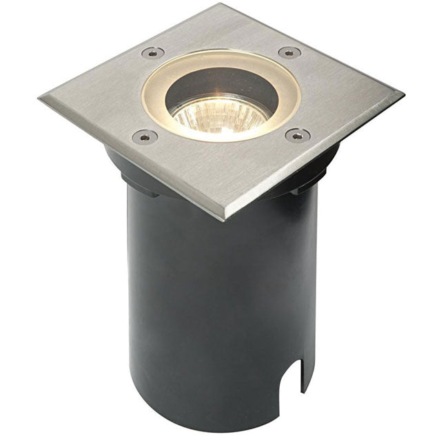 National Lighting IP65 Stainless Steel GU10 Square Outdoor Decking &amp; Buried Uplighter – Premium Walkover Ground Lighting Fixture
