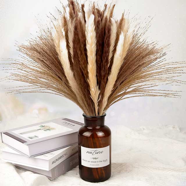Natural Dried Pampas Grass Decor – Pack of 3 | Elegant White, Brown &amp; Pink Reed Grass for Boho Home Accents