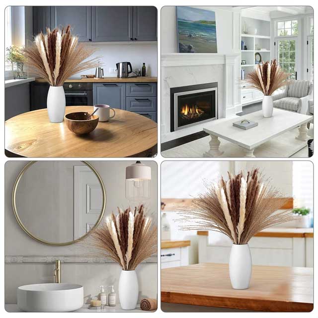Natural Dried Pampas Grass Decor – Pack of 3 | Elegant White, Brown &amp; Pink Reed Grass for Boho Home Accents