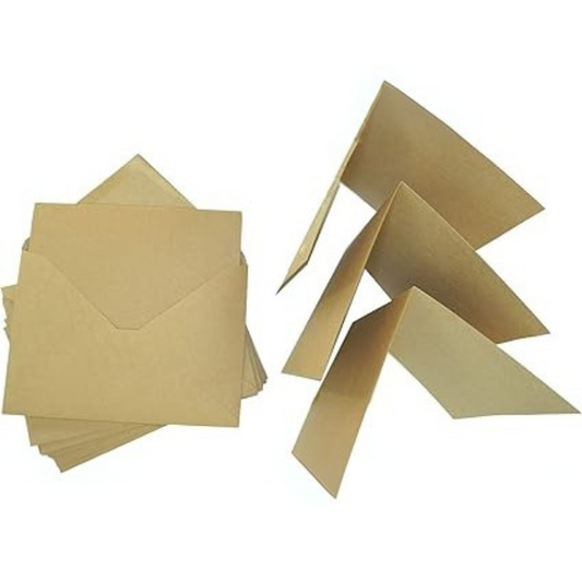 Ensemble de cartes pliantes Netuno – Cartes de vœux vierges vintage en carton kraft A6 avec enveloppes C6 et pochettes pour lettres