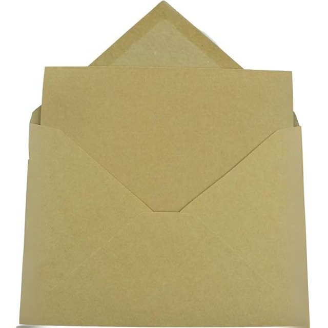Netuno Folding Cards Set – A6 Kraft Cardboard with C6 Envelopes, Vintage Blank Greeting Cards with Letter Sleeves