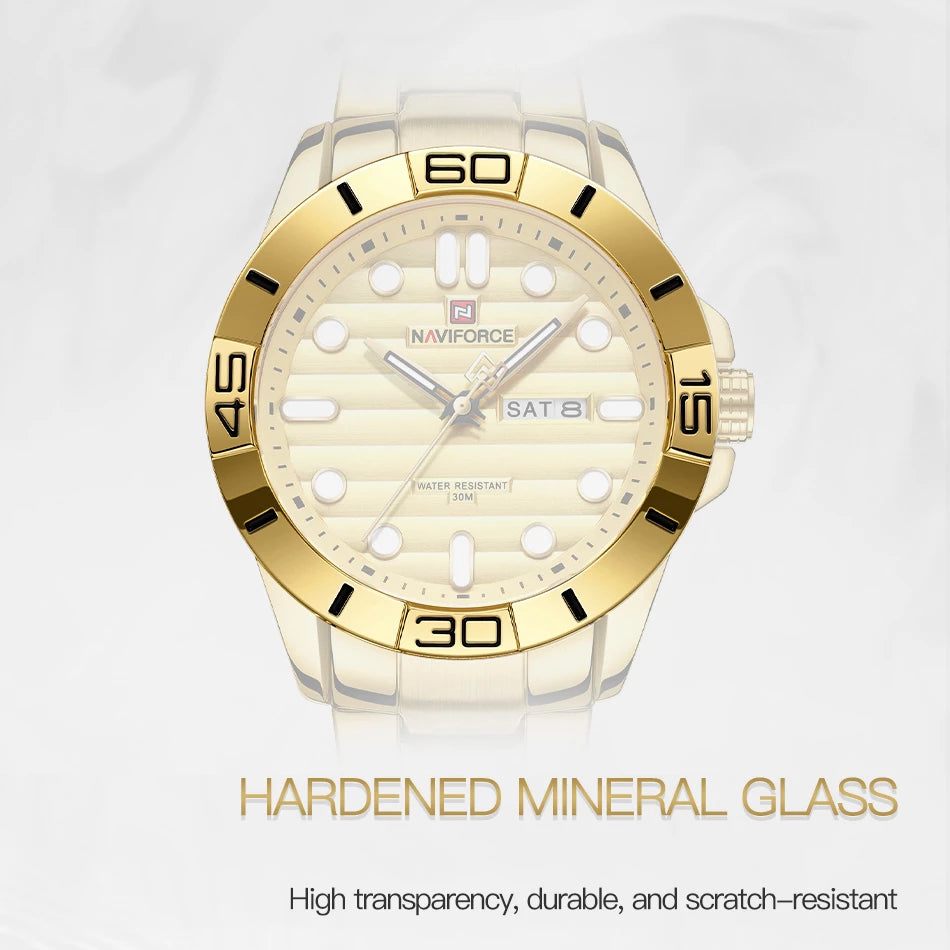 New Fashion Mens Watches NAVIFORCE Gold Business Sport Chronograph Waterproof Steel Band Analog Wristwatch Relogio Masculino.jpg Q90.jpg  2
