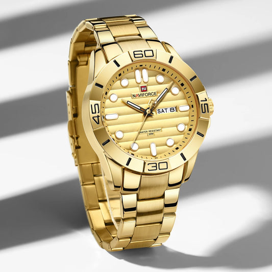 New Fashion Mens Watches NAVIFORCE Gold Business Sport Chronograph Waterproof Steel Band Analog Wristwatch Relogio Masculino.jpg Q90.jpg 